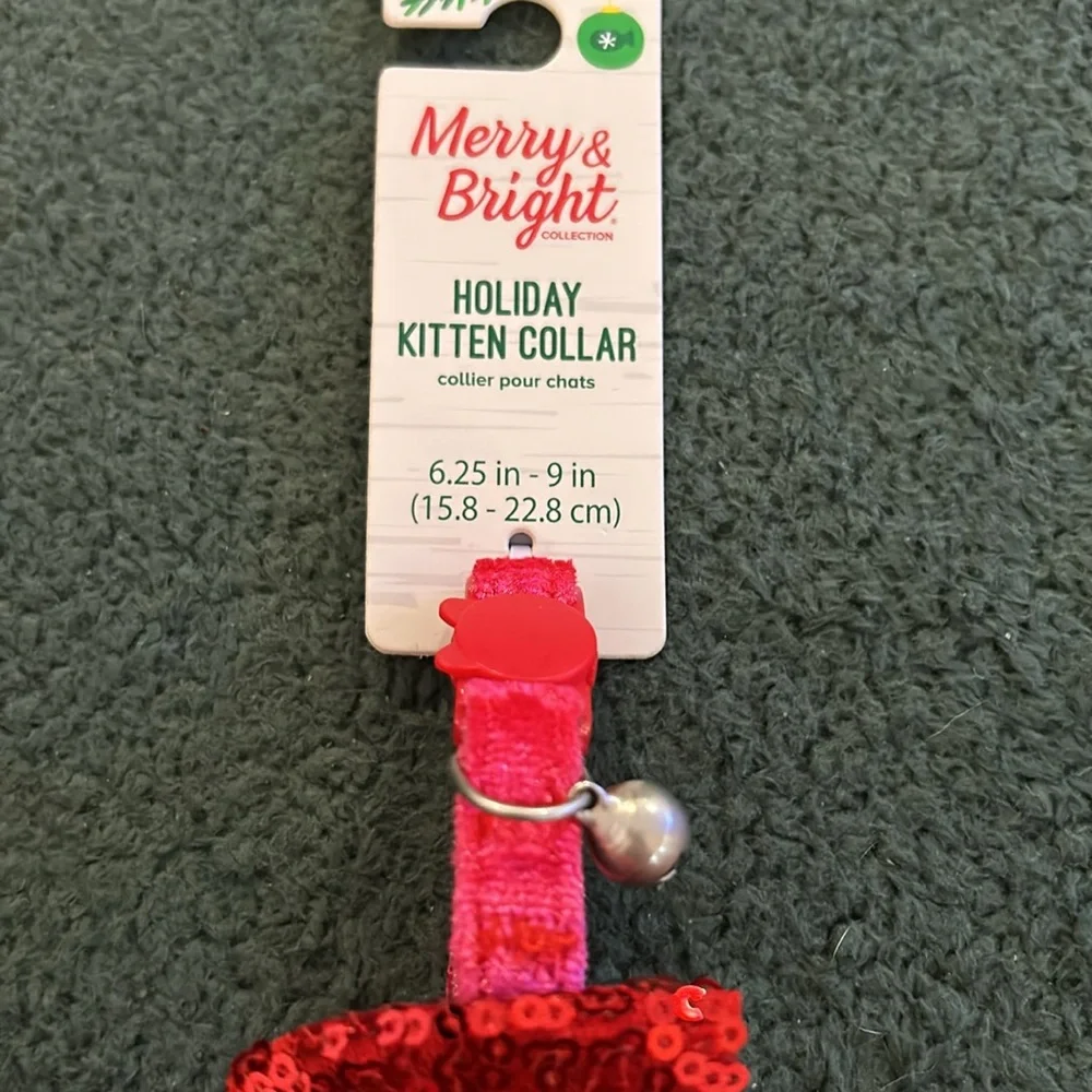 Merry & Bright Red Sequin Bow Holiday Kitten Collar